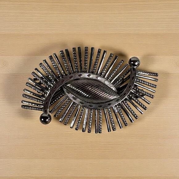 Vintage Kramer of New York Atomic Eye Sunburst Brooch Silver MCM Pin - Picture 1 of 3